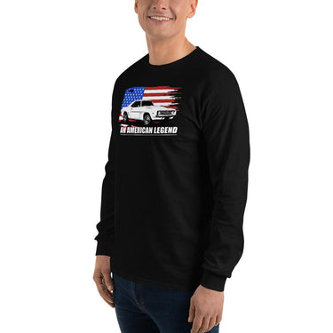 1969 Camaro 1st Gen American Flag Design Long Sleeve T-Shirt-In-Black-From Aggressive Thread